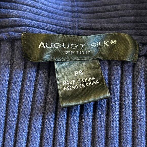 August Silk Petite Small PS Ladies Tank Navy Blue Top 32% Silk - Picture 7 of 9